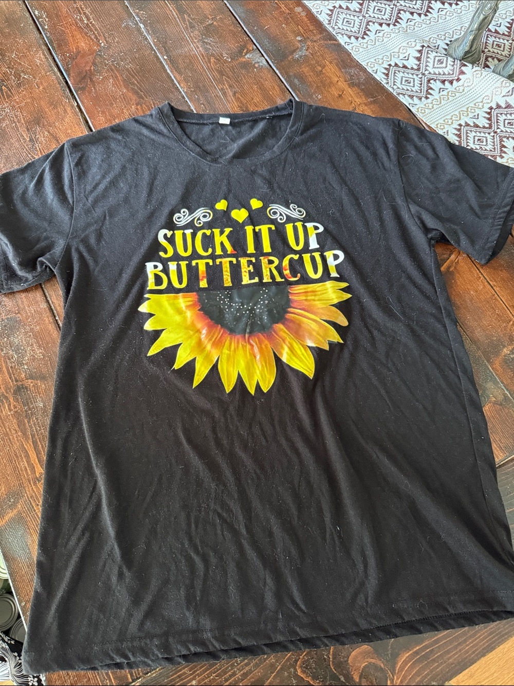 Suck It Up Buttercup Sunflower Graphic Tee - Black